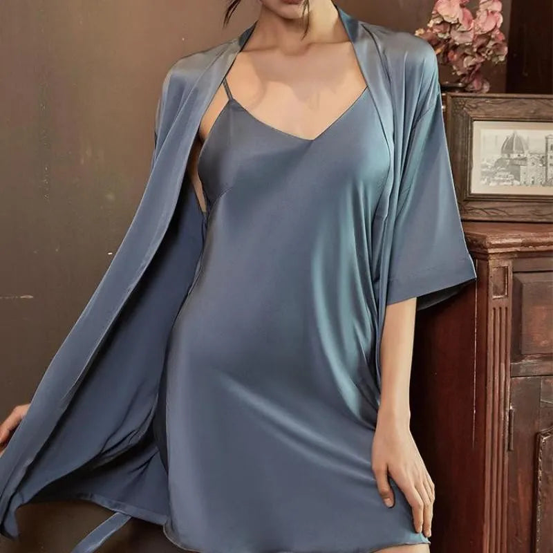 Satin Robe Nightdress Set