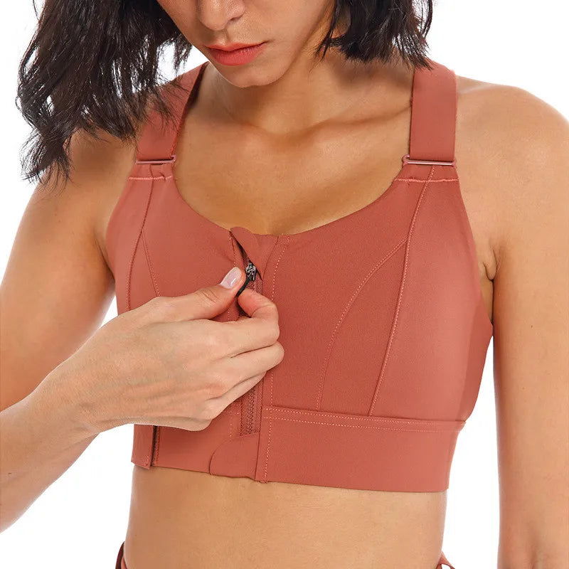 Adjustable Zip Support Sports Bra