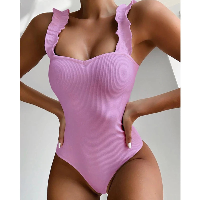Ruffle Push-Up One-Piece Swimsuit