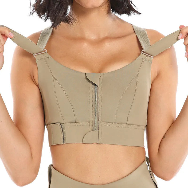 Adjustable Zip Support Sports Bra