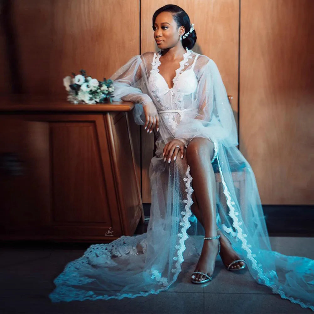 Tulle Lace Bridal Robe