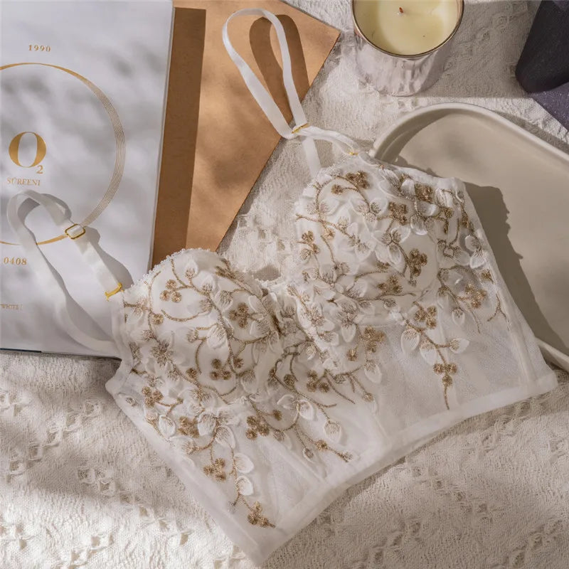 Embroidered Push Up Bra Set