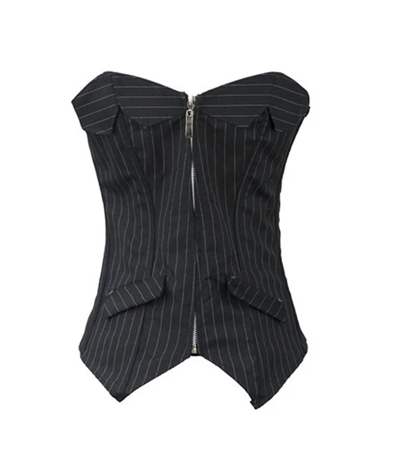 Striped Zip Overbust Corset