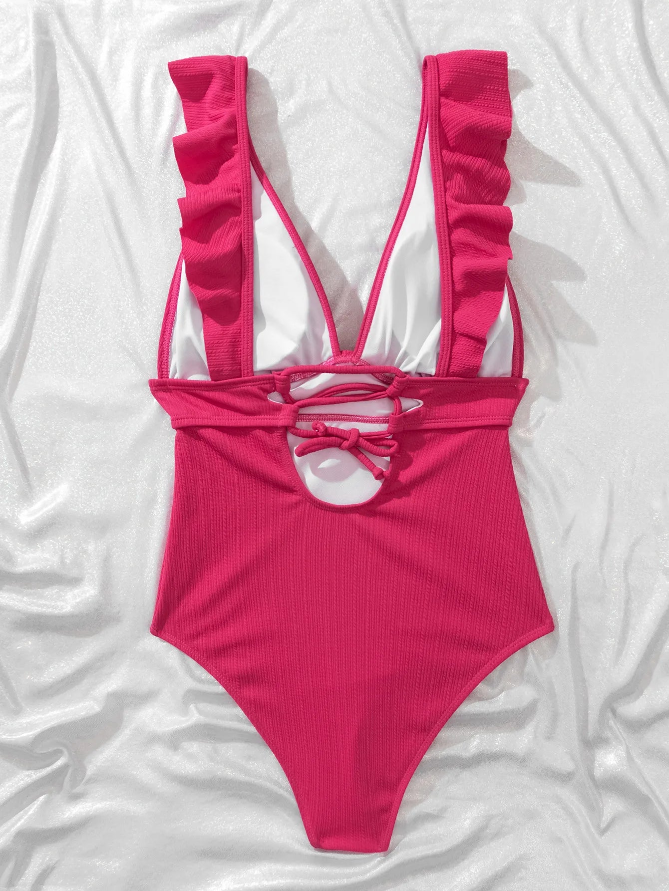 Ruffle Cross-Back One-Piece Swimsuit