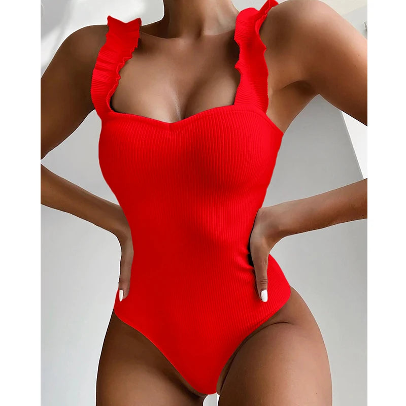 Ruffle Push-Up One-Piece Swimsuit