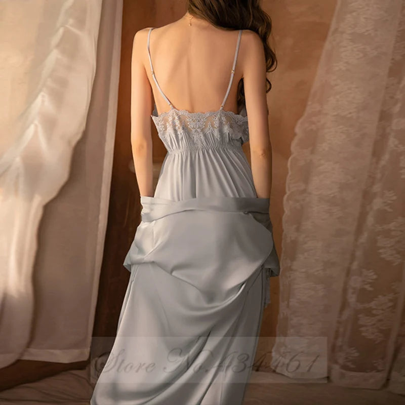 Satin Lace Robe Set