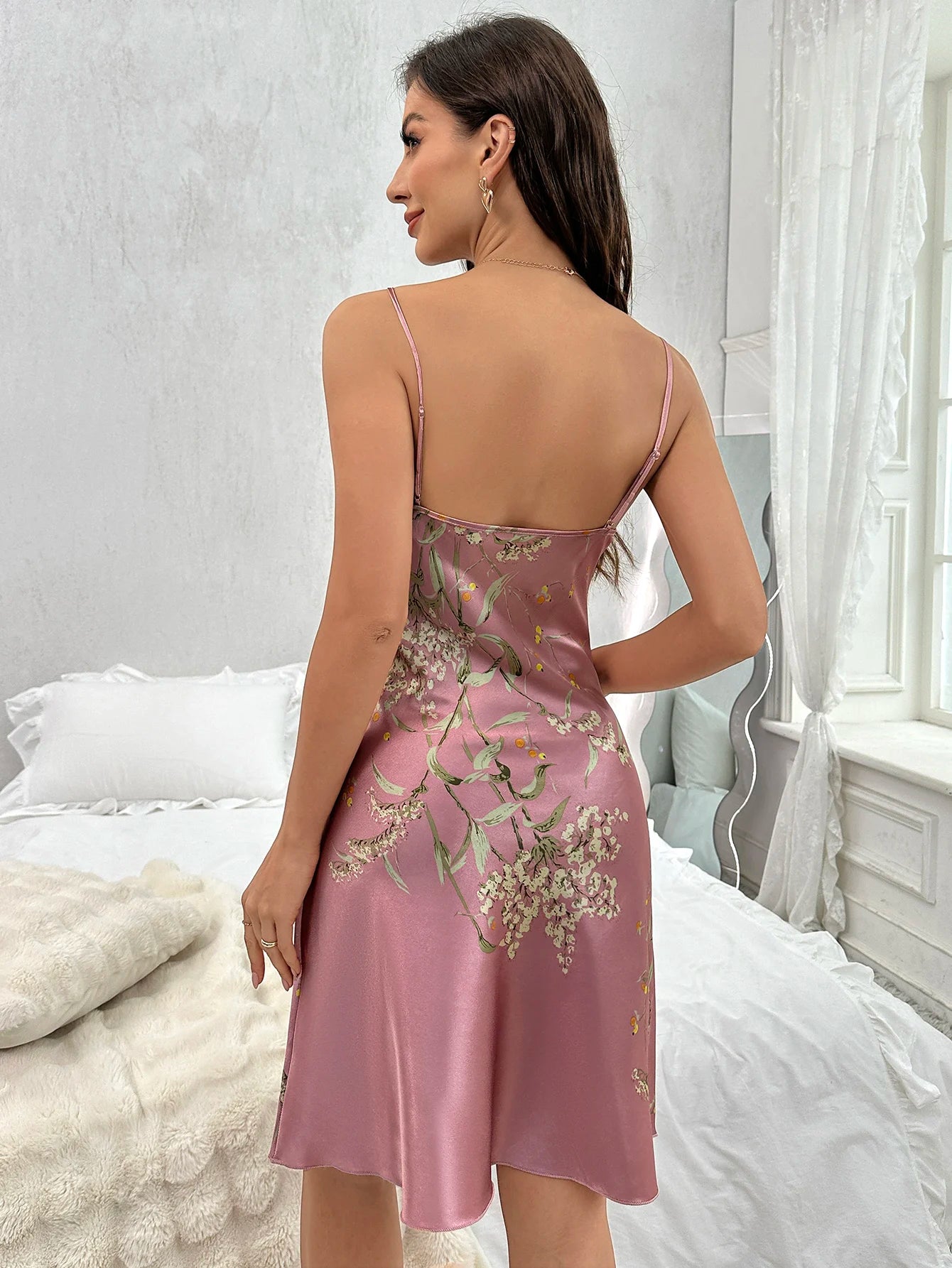 Floral V-Neck Slip Nightdress