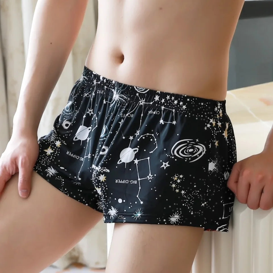 Printed Ice-Silk Boxer Shorts