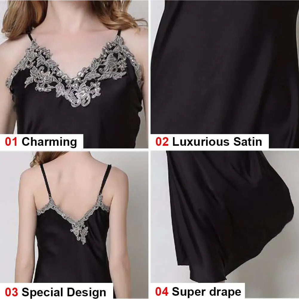 Lace Satin Long Chemise