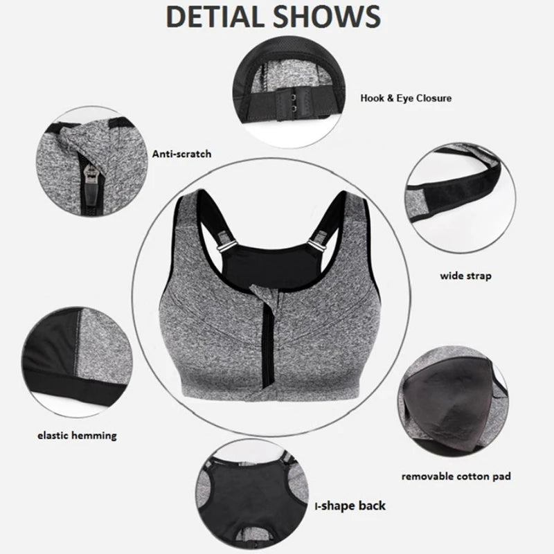 Plus Size Zip Sports Bra