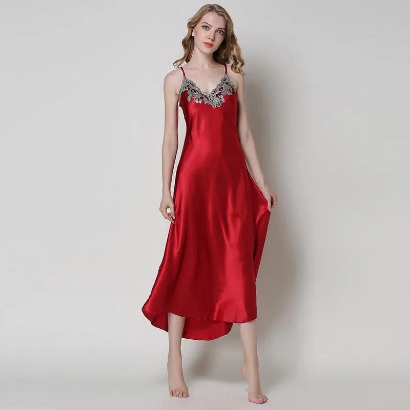Lace Satin Long Chemise