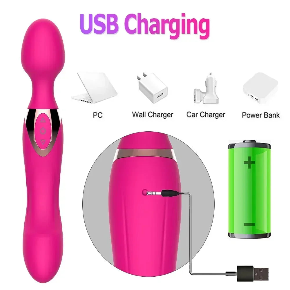 Dual-Motor Silicone Wand Vibrator