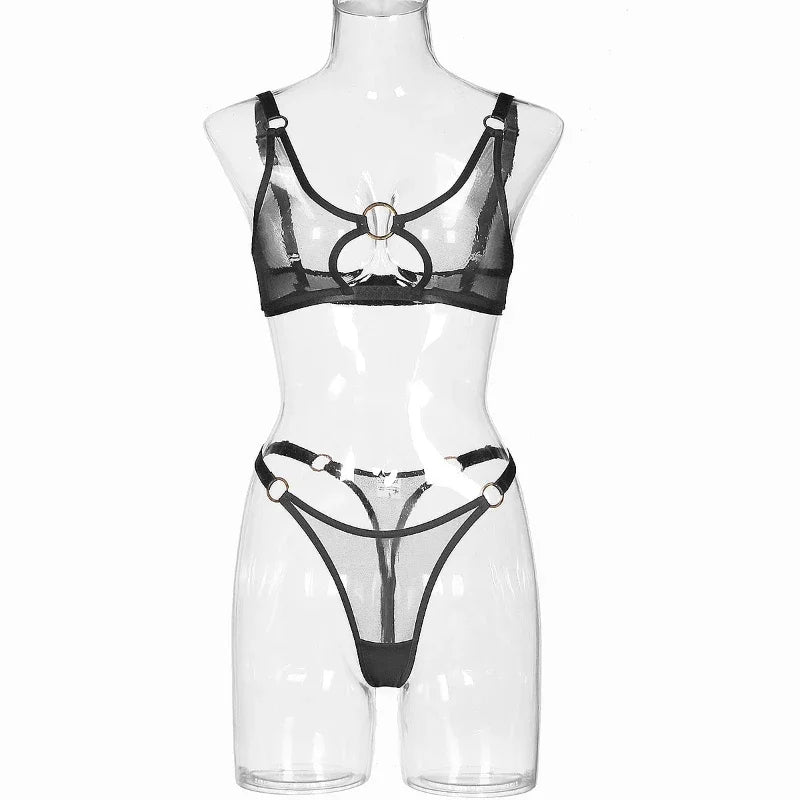 Toucheart 2 Piece Set Sexy Hot Lingerie Outfit Mesh See-Through Intimate Sheer Lace Costume Fantasy Tulle Comfortable Underwear