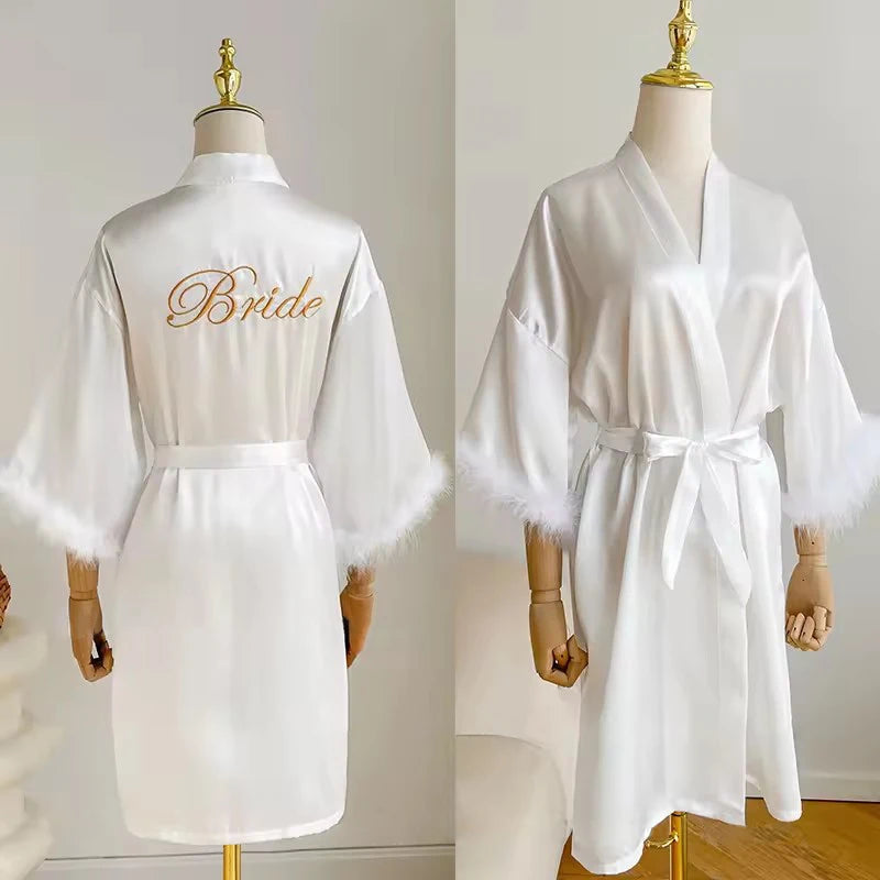 Feather Sleeve Bridal Robe