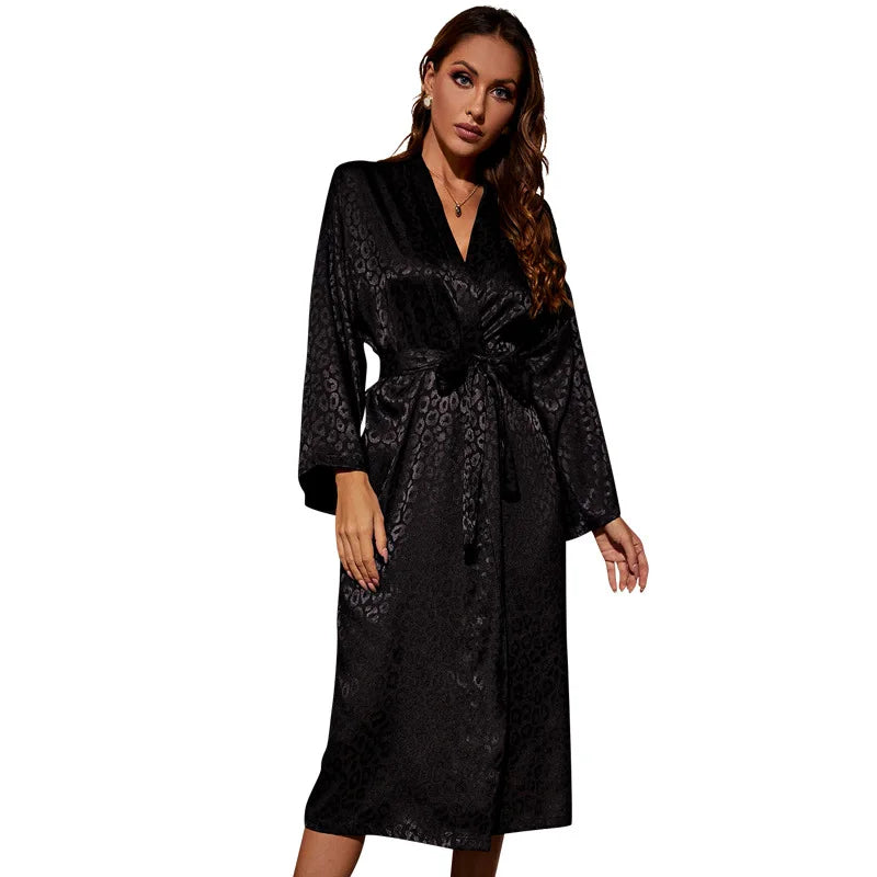 Leopard Belted Satin Robe