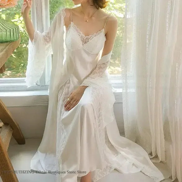 Lace Robe Nightgown Set