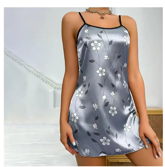Floral Satin Slip Nightgown