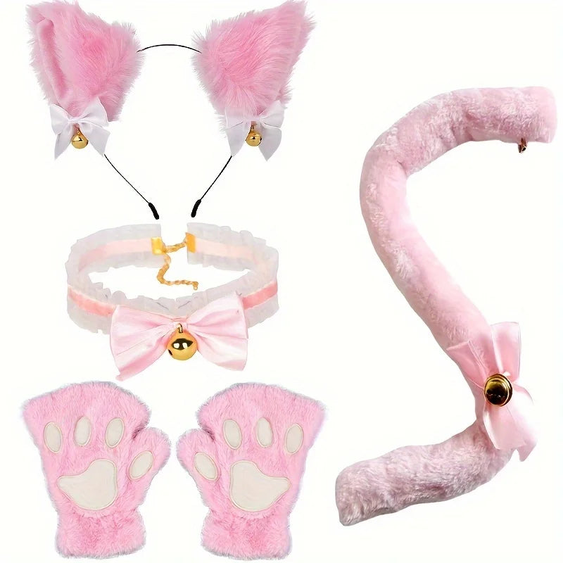 Plush Fox Ears Headband & Fluffy Fox Tail Set