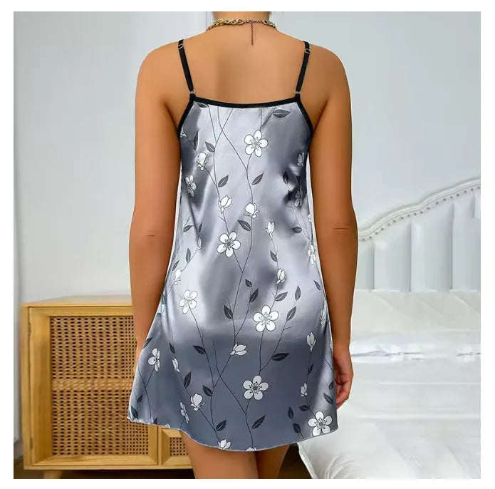 Floral Satin Slip Nightgown