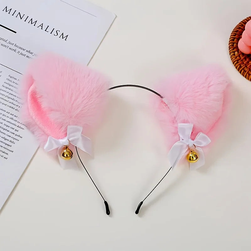Plush Fox Ears Headband & Fluffy Fox Tail Set