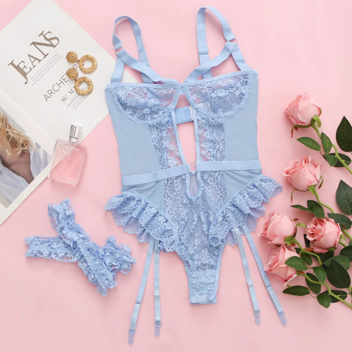 Floral Lace Garter Set