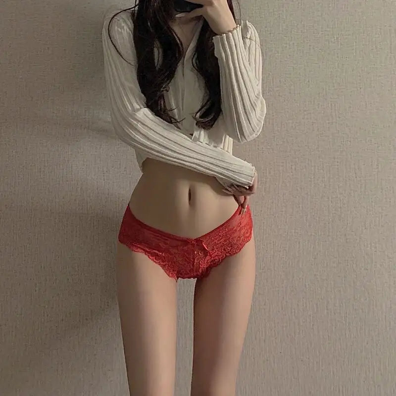 Cross-Strap Lace Brief Panties