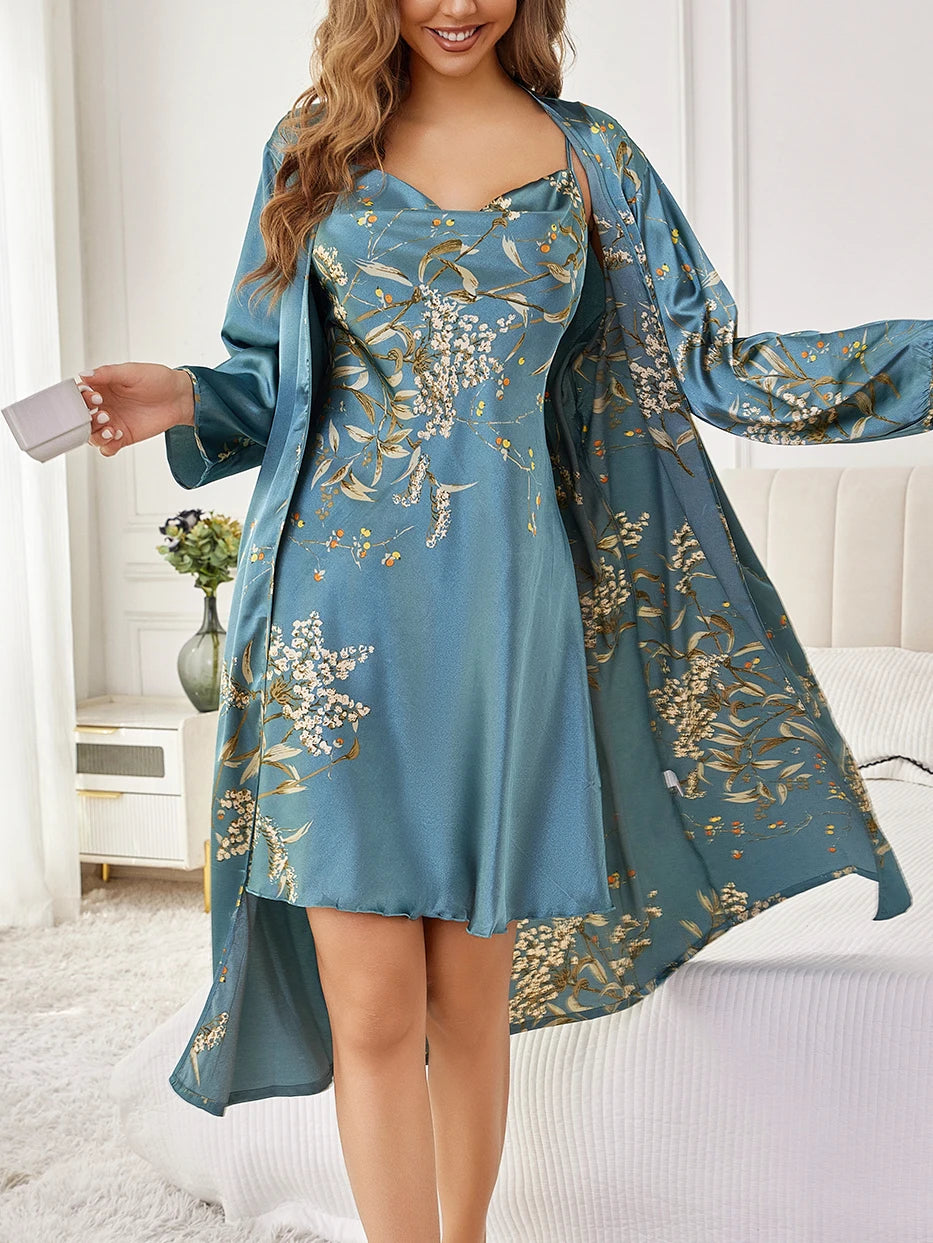 Floral Satin Loungewear Set