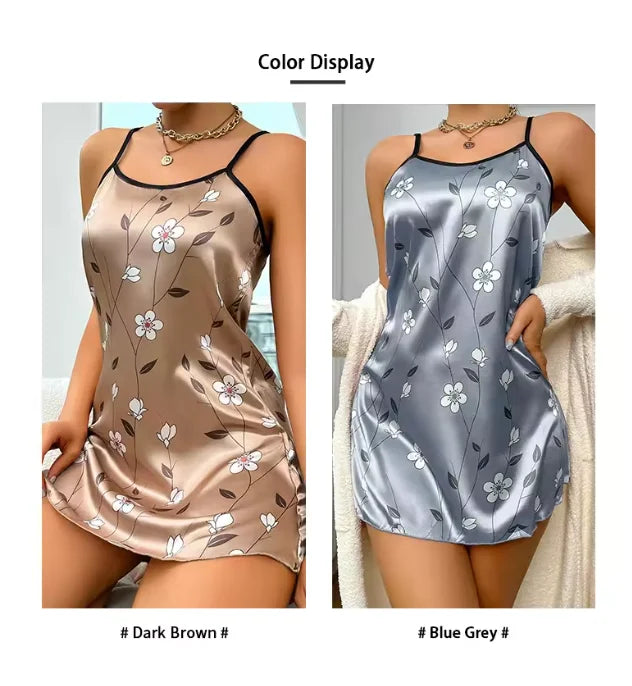 Floral Satin Slip Nightgown