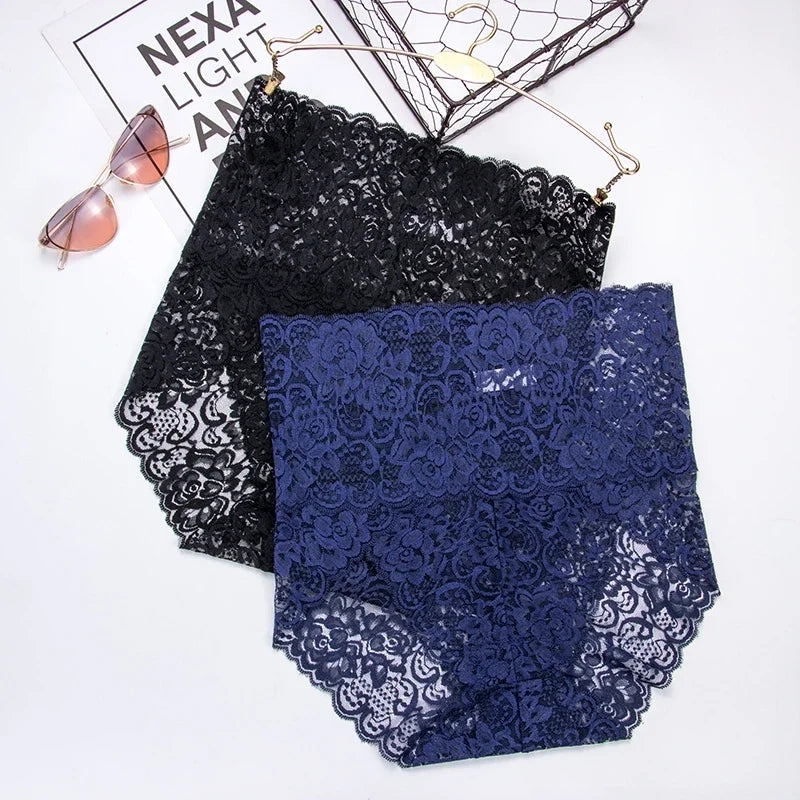 High-Rise Floral Lace Briefs