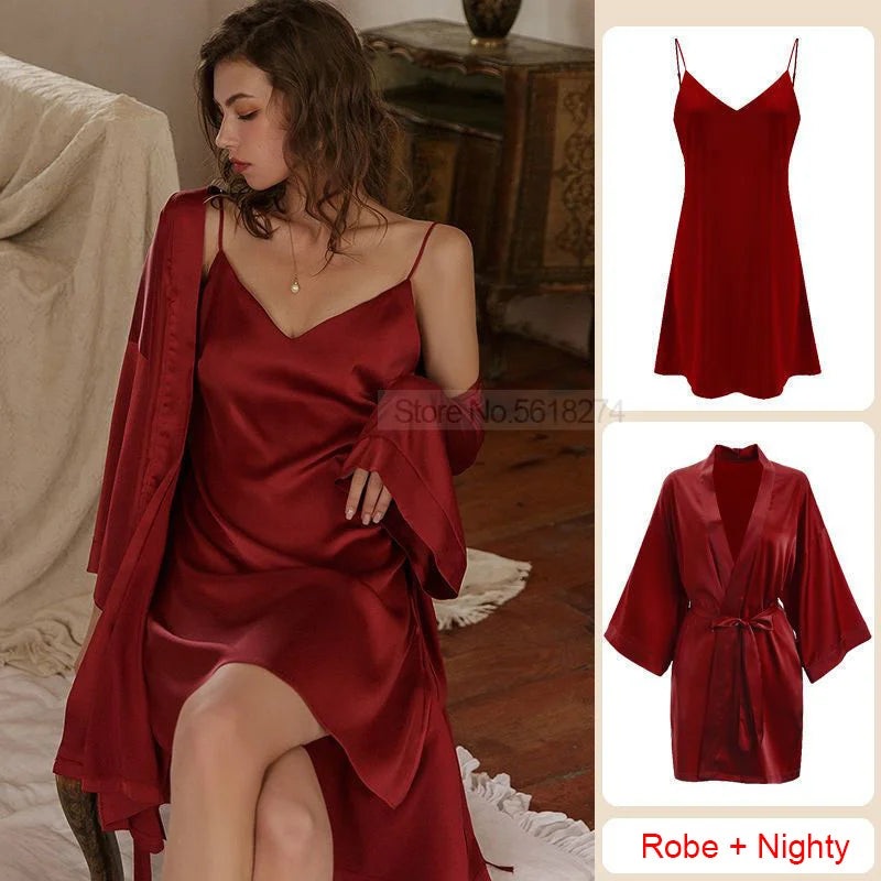 Satin Robe Nightdress Set