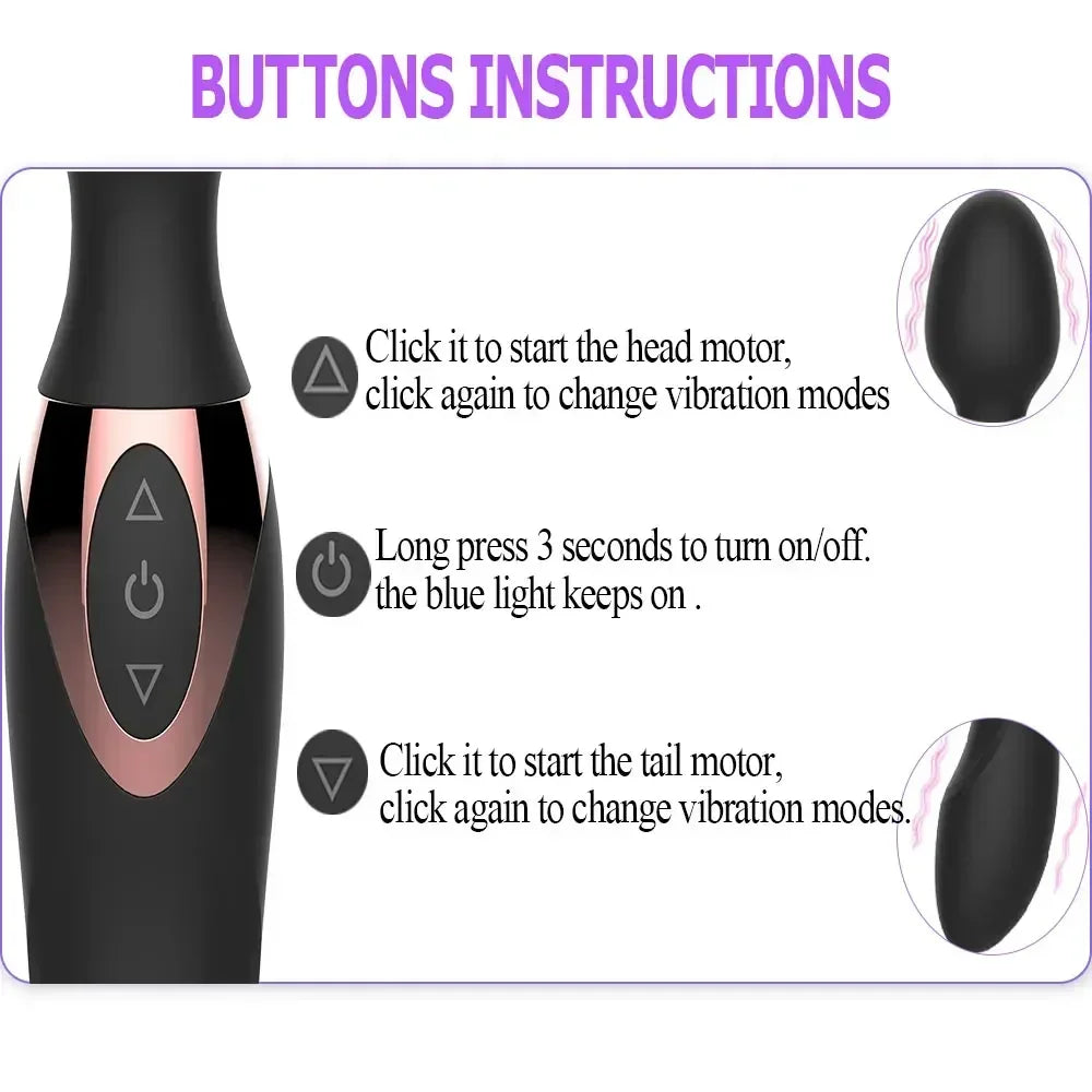Dual-Motor Silicone Wand Vibrator