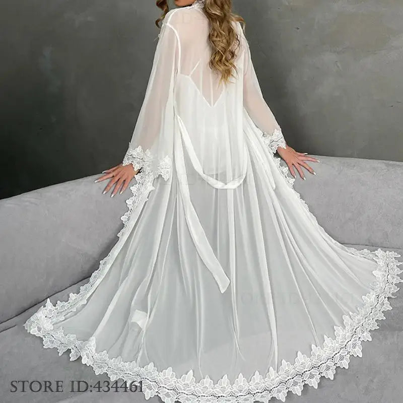 Satin Lace Nightgown & Robe Set