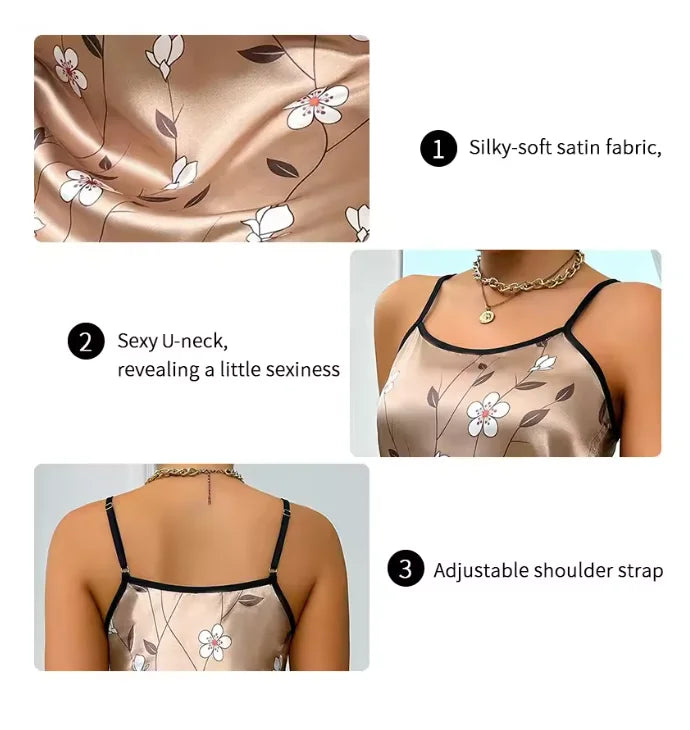 Floral Satin Slip Nightgown