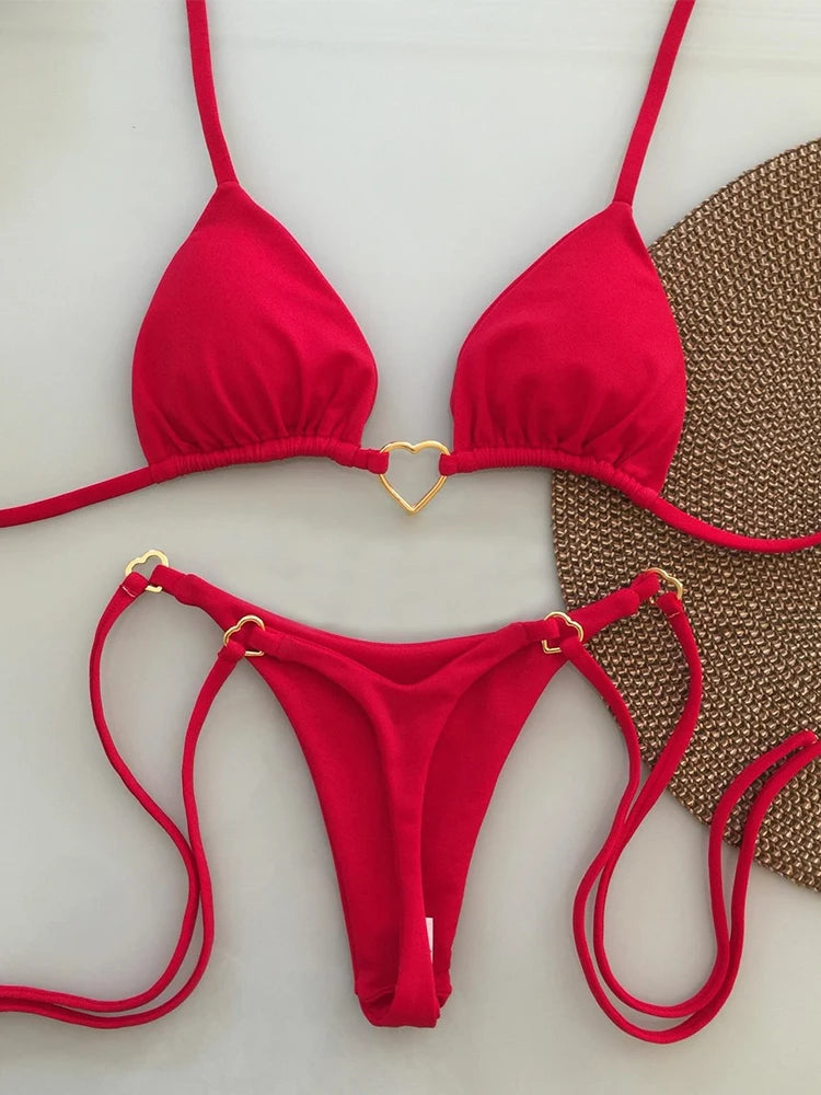 Red Strappy Low-Waist Bikini