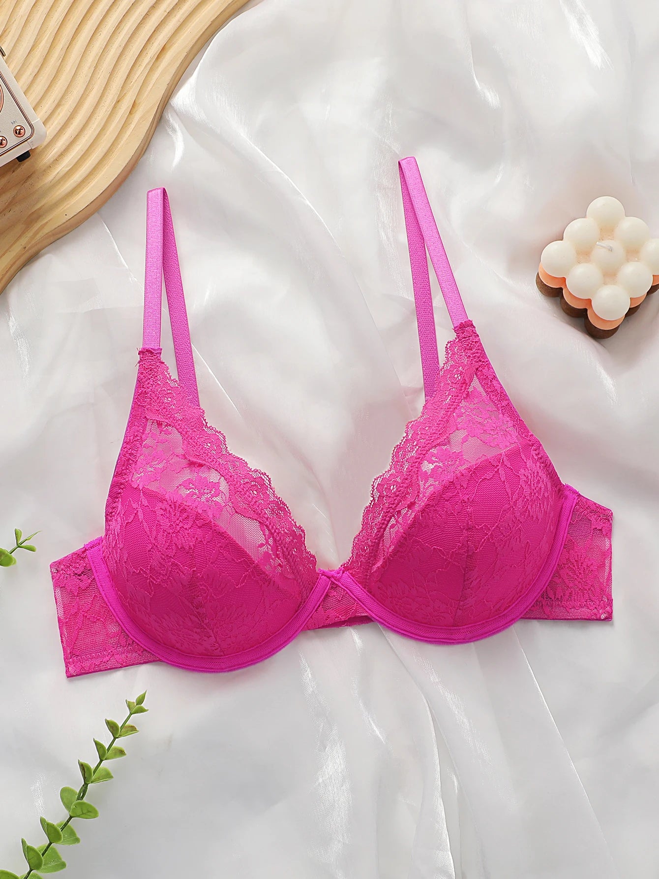 Fuchsia Lace Underwire Bra