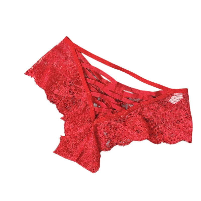 Cross-Strap Lace Brief Panties