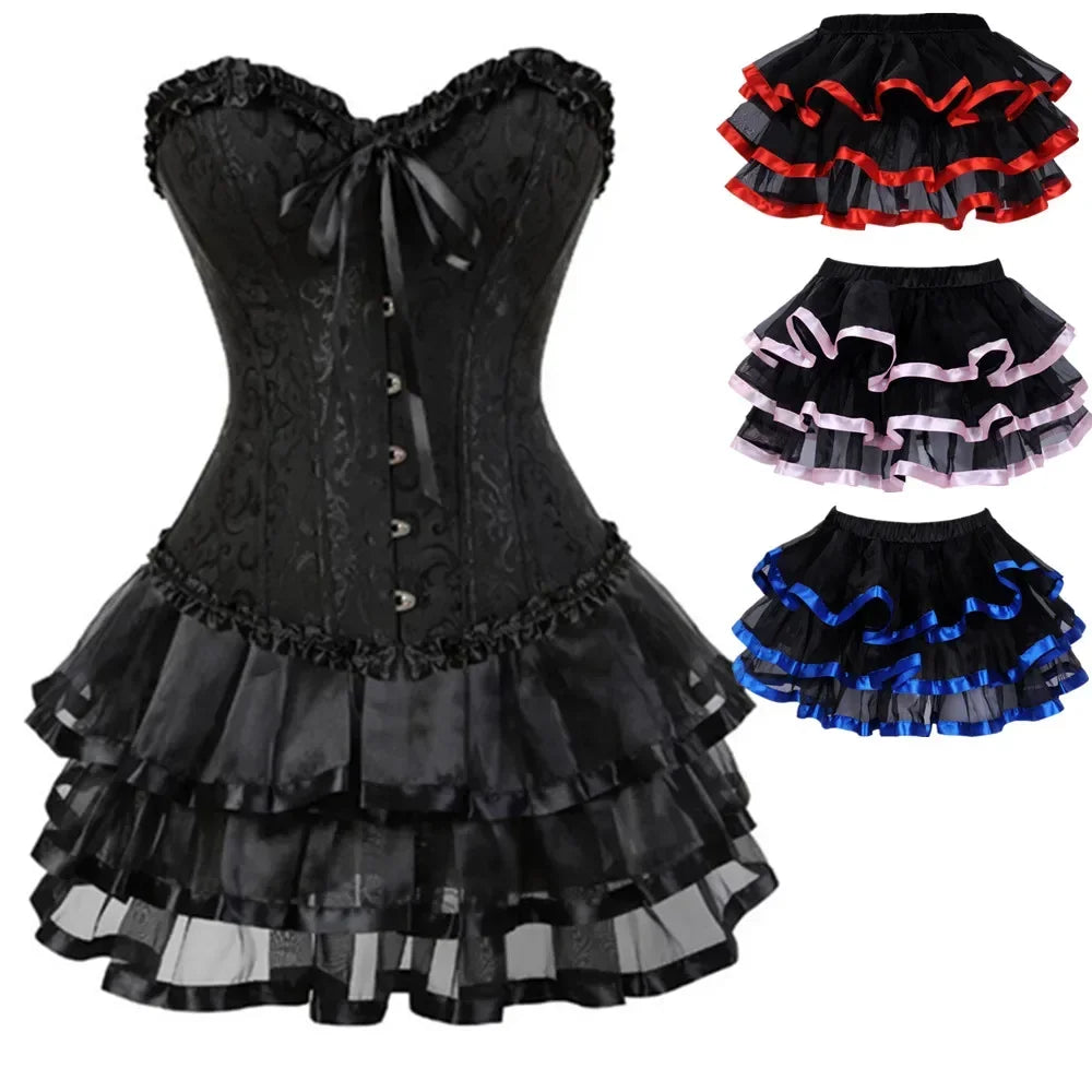 Jacquard Overbust Corset Dress