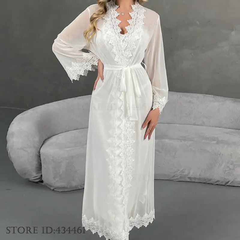 Satin Lace Nightgown & Robe Set