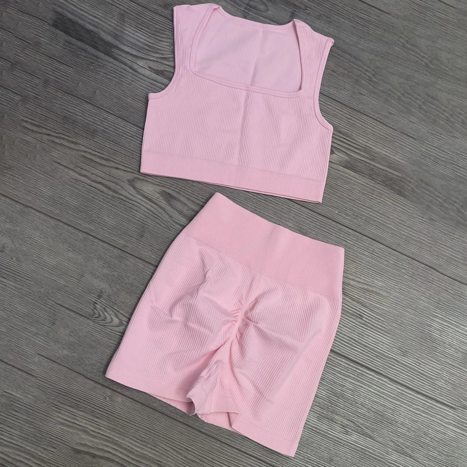 Seamless Crop Top Shorts Set