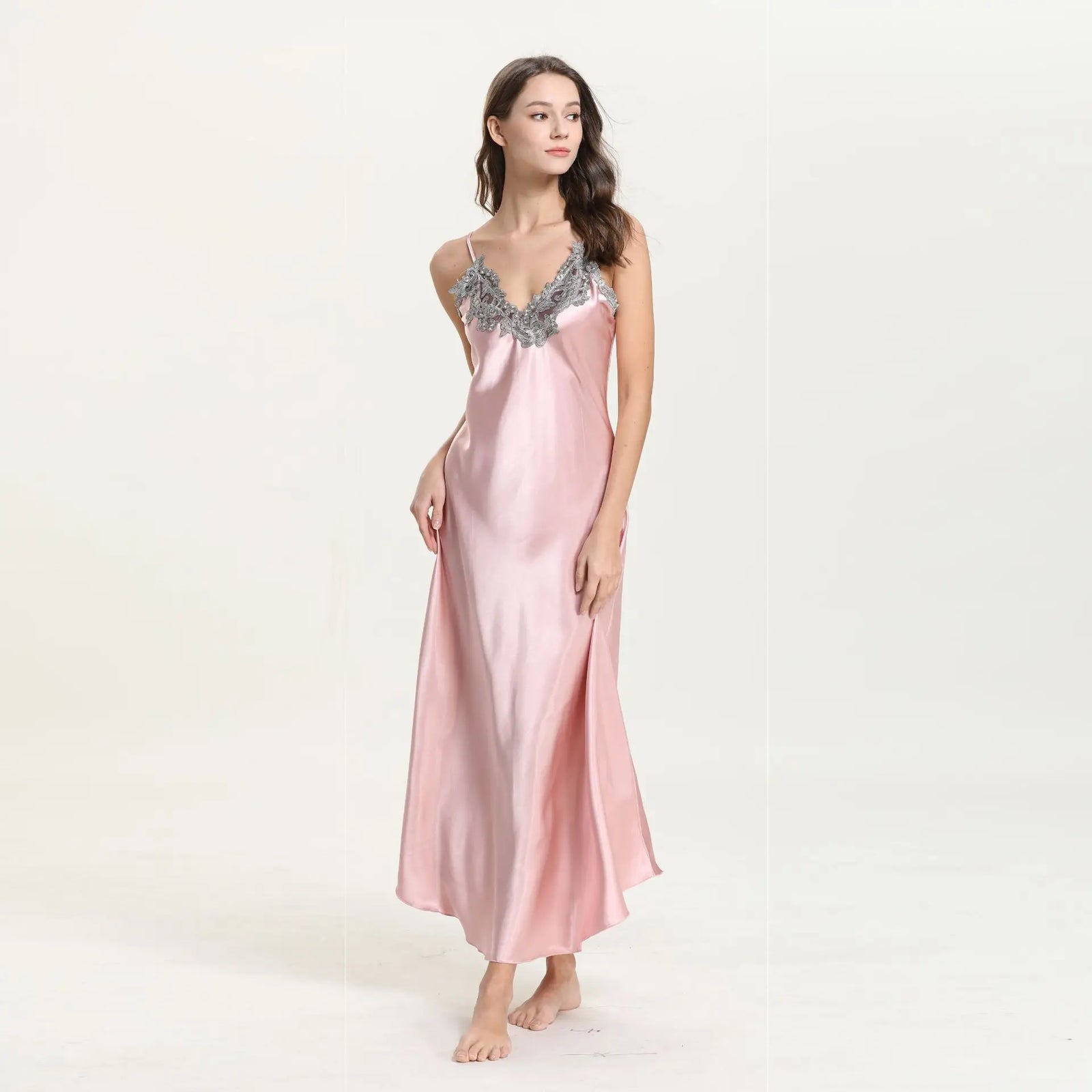 Lace Satin Long Chemise
