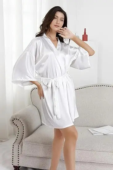 Satin Bridesmaid Kimono Robe