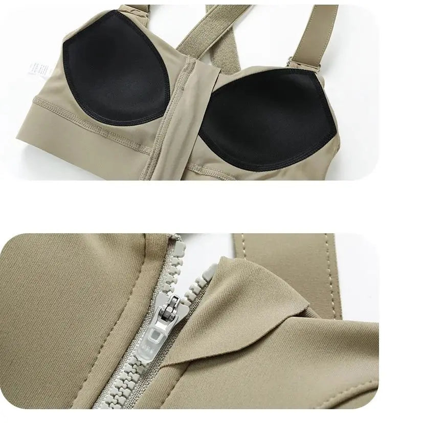 Adjustable Zip Support Sports Bra