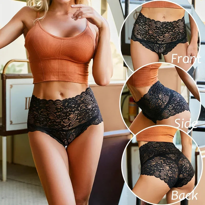 High-Rise French Lace Briefs